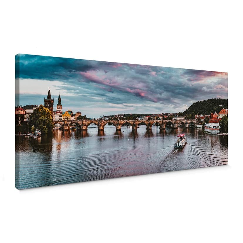 Canvastavla solnedgång i Prag