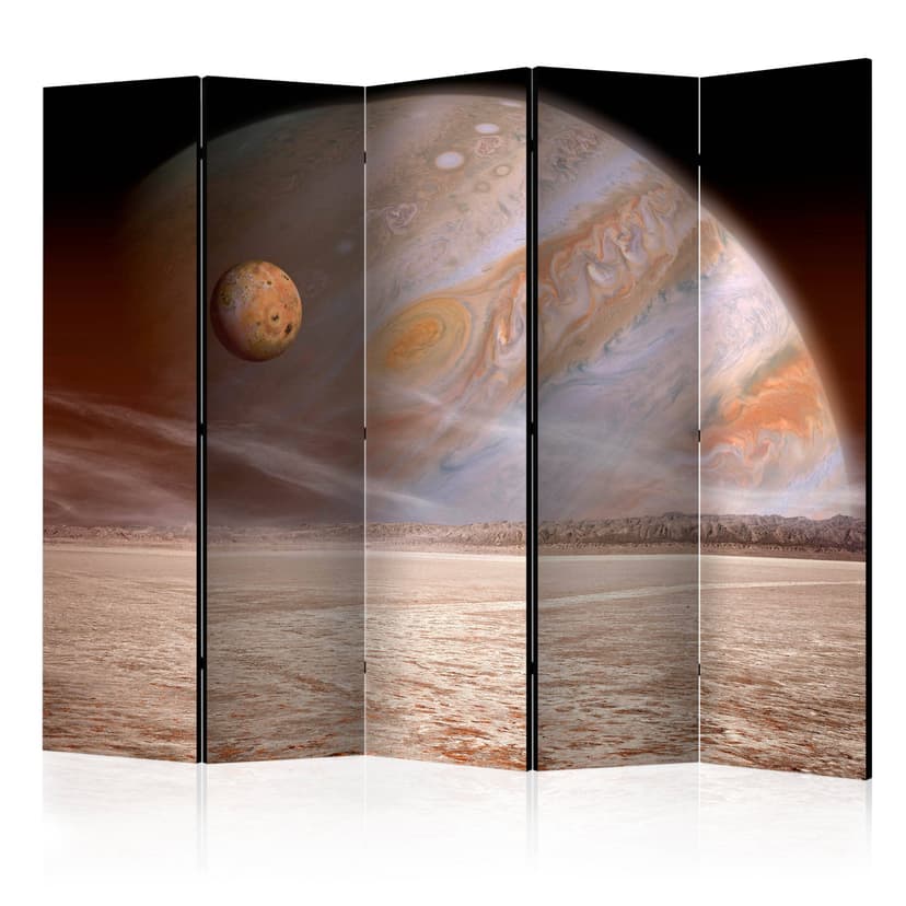Paravent, Raumteiler freistehend, Trennwand - A small and a big planet II, 5-teilig - einseitig bed