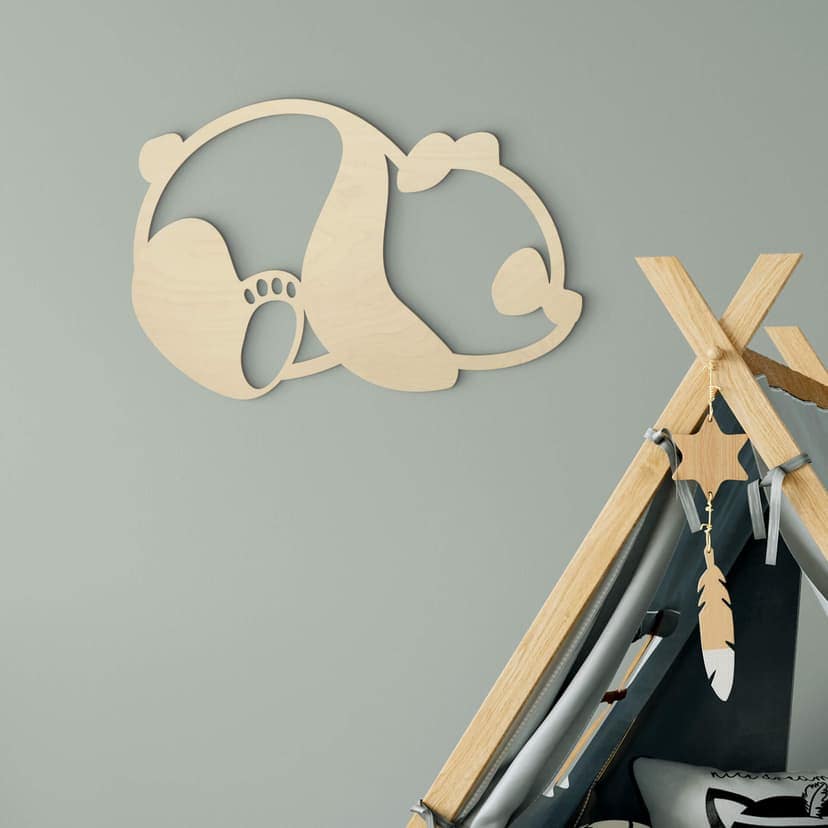 Väggdekorationer i trä av poppel - Panda