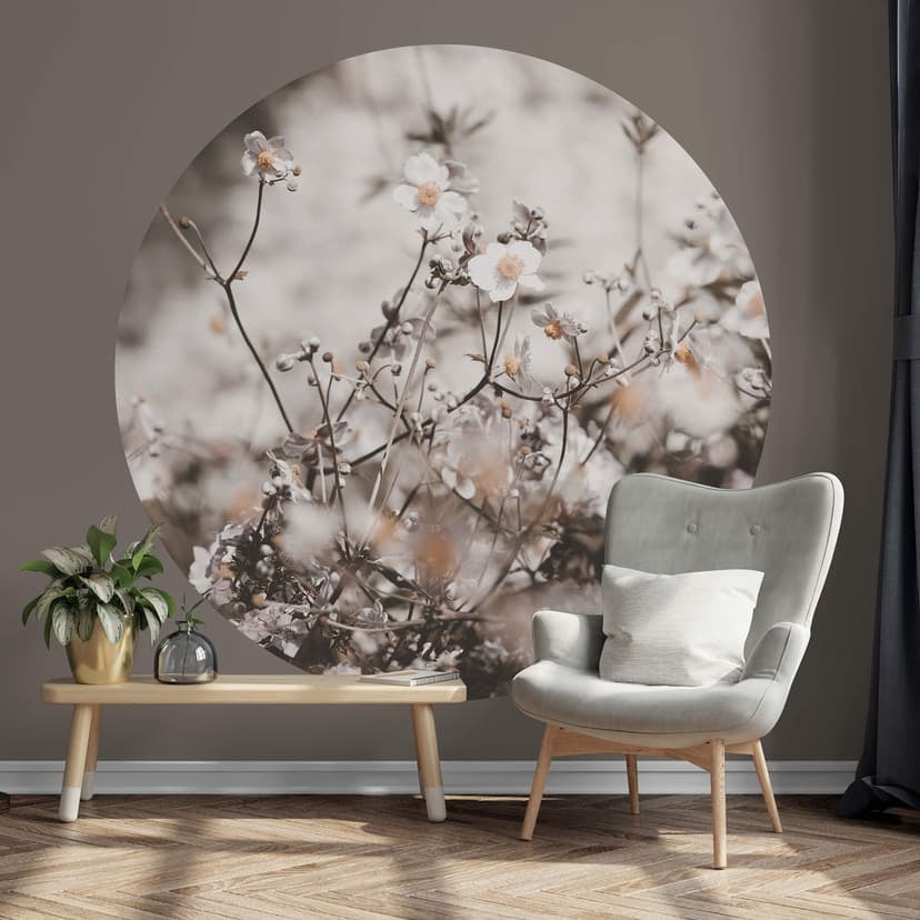 Annie - Vildblommor - Rund Fototapet - non-woven tapet/självhäftande non-woven tapet