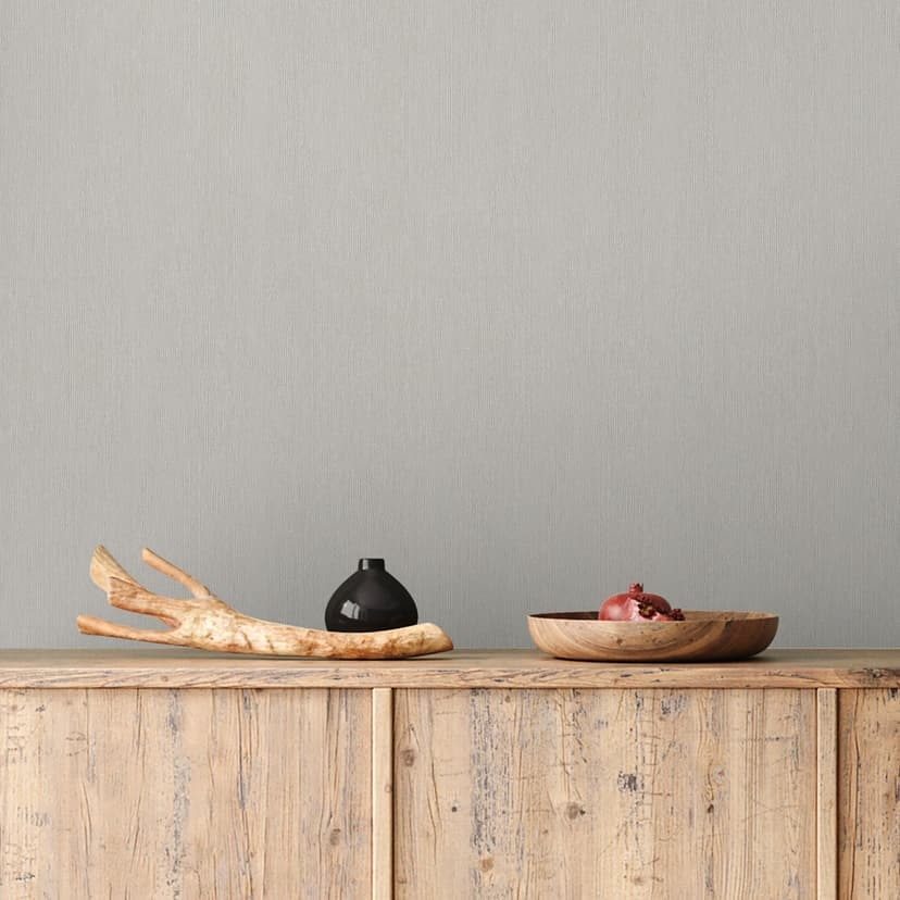 Non-woven tapet i textilutseende med strukturerad yta vit, beige enfärgad