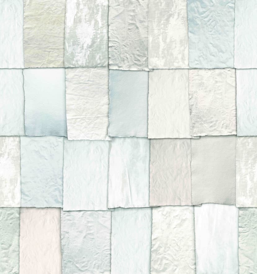 Fototapet Patchwork papperslook i vitt och beige med fin struktur 3,4 x 3,18 m