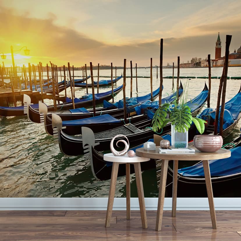 Fototapet Venetianska gondoler - 336x260 cm