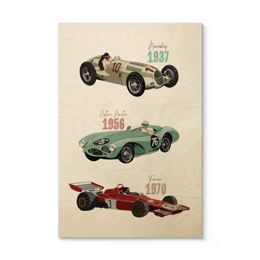 Goed Blauw Träposter - Vintage racerbil