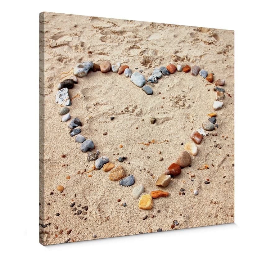 Canvastavla kärlek strand - fyrkantig