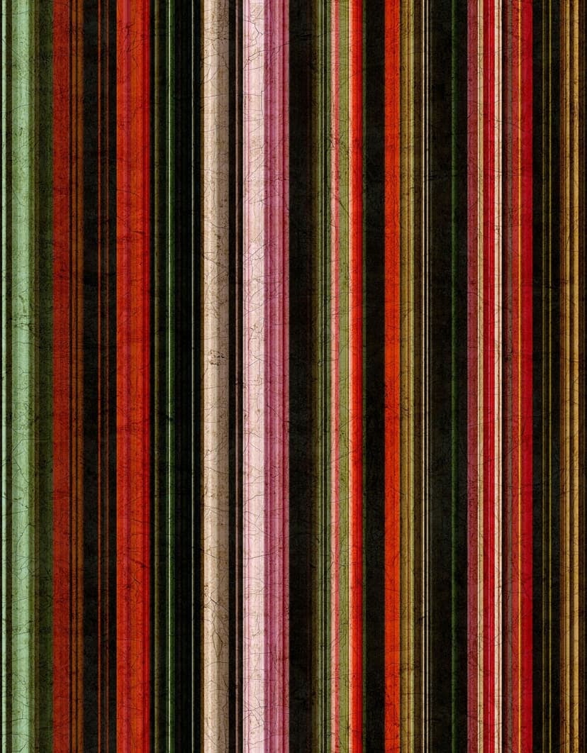 Vintage randig Fototapet motiv tapet i rött grönt svart med patina struktur 3,4 x 2,65 m