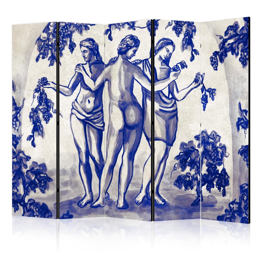 Paravent, Raumteiler freistehend, Trennwand - Three Graces: Women Among Grapevines, 5-teilig
