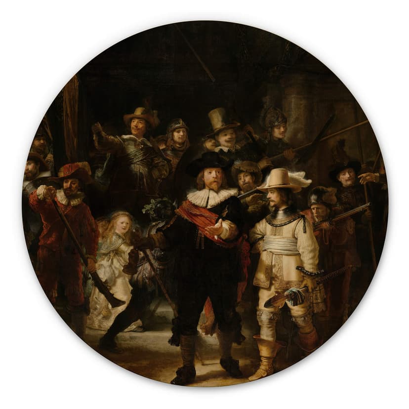 Trätavla Rembrandt - Nattvakten - Rund