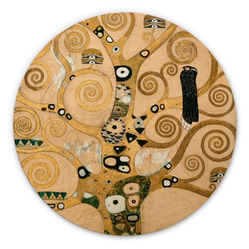 Trätavla Klimt - Livets träd - Rund
