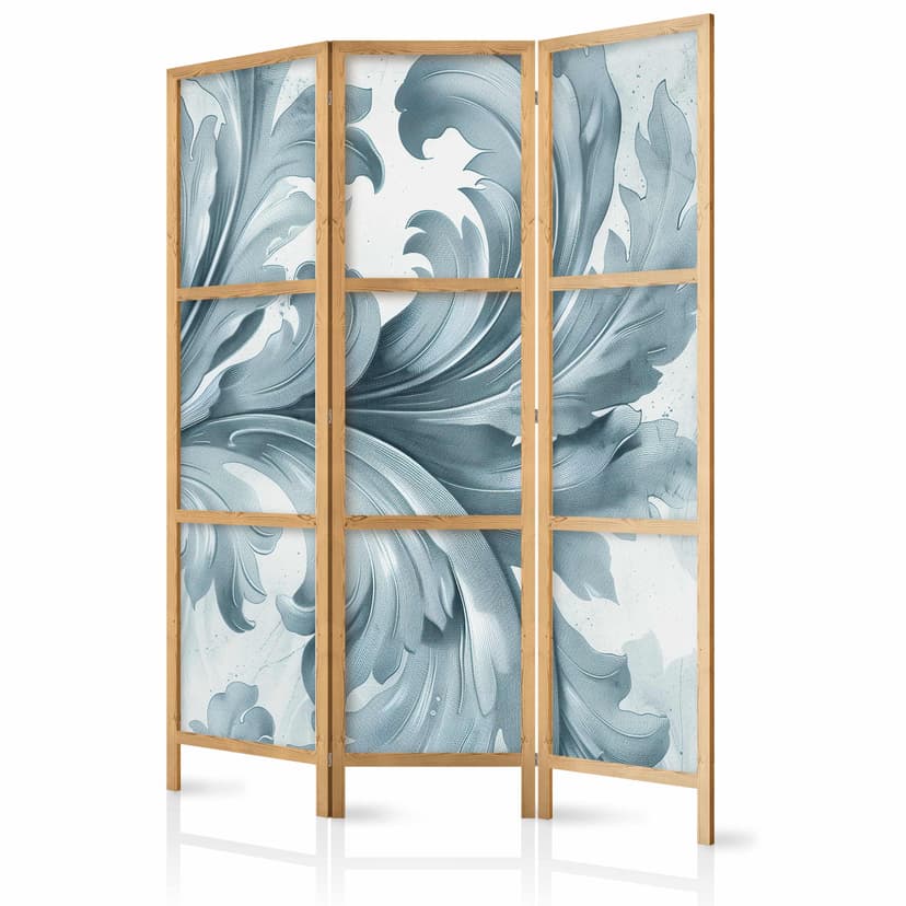 Japanischer Paravent Raumteiler - Botanical Motif: Leaves and Vines, Sandy Colors, 3-teilig