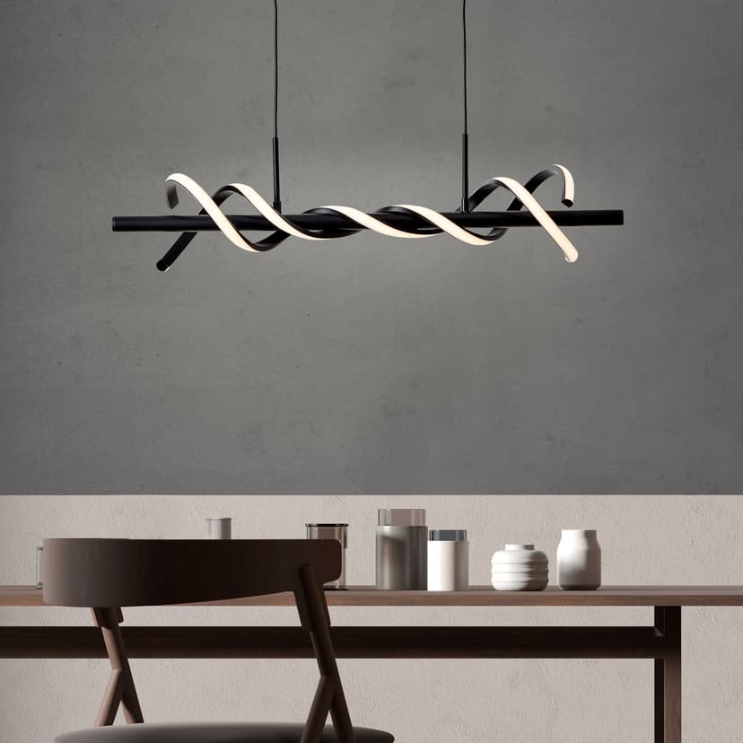 Pendelleuchte Alexander 3 Schwarz, 16W, 150 x 75,5 cm, Kunststoff Pendellampe