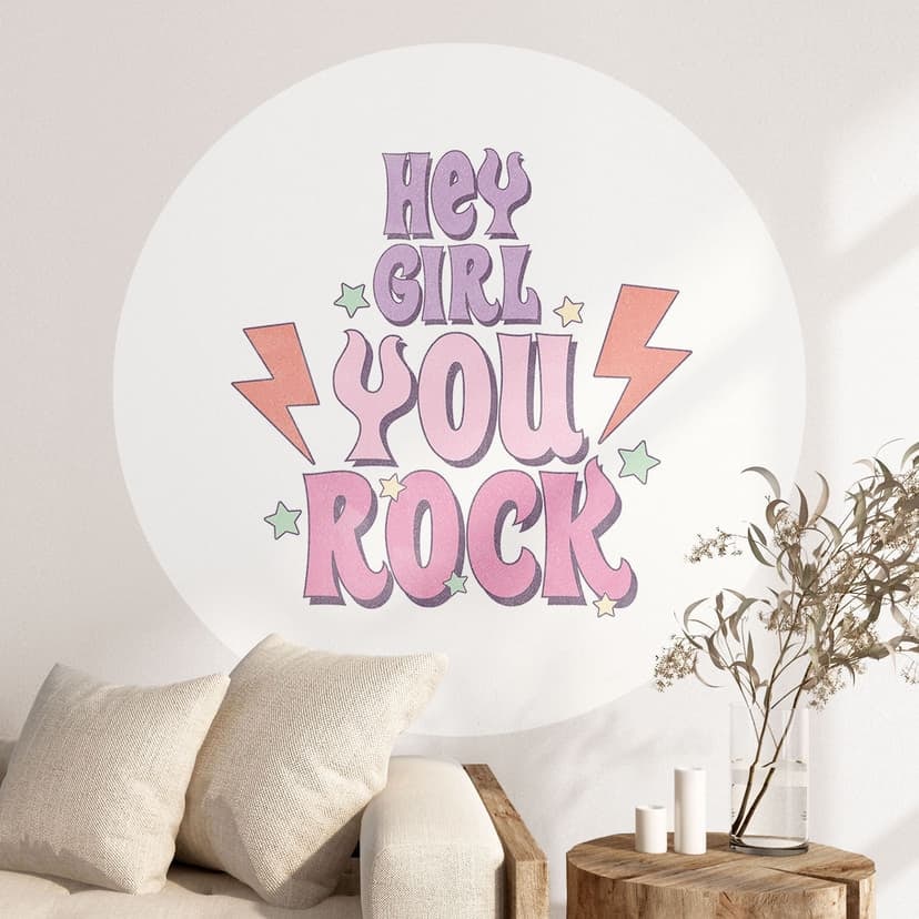 Wallsticker Hey girl you rock - Rund