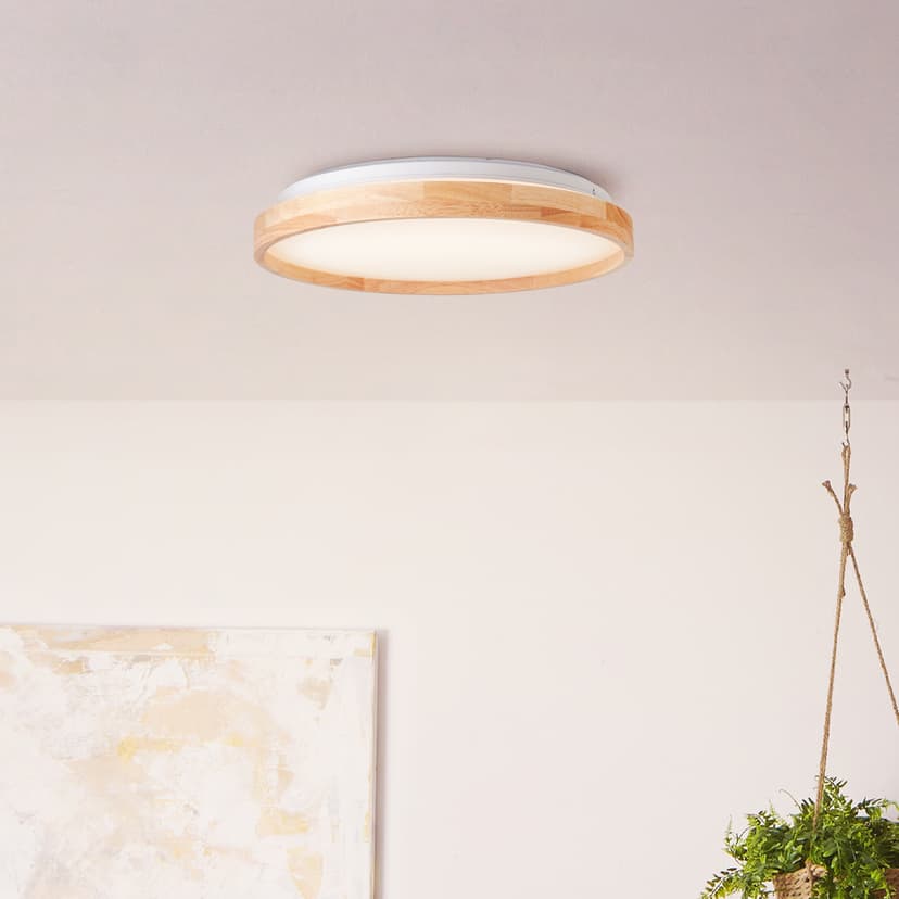 Deckenleuchte Alea 1 Beige, 26W, 6,5 x 39,5 cm, Holz Deckenlampe