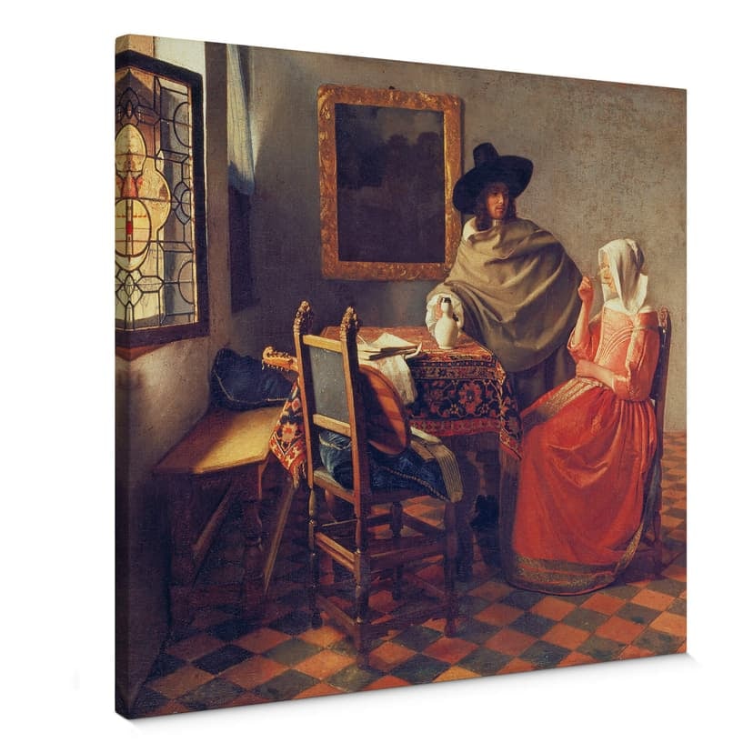 Canvastavla Vermeer - Glaset med vin