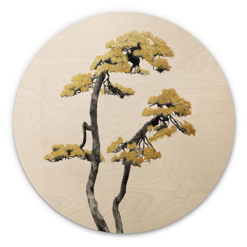 Trätavla Blomstrande bonsai - Rund - Amini