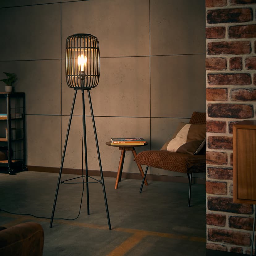 Stehleuchte Willi 9 Braun, 60W, 130 x 45 cm, Bambus Stehlampe