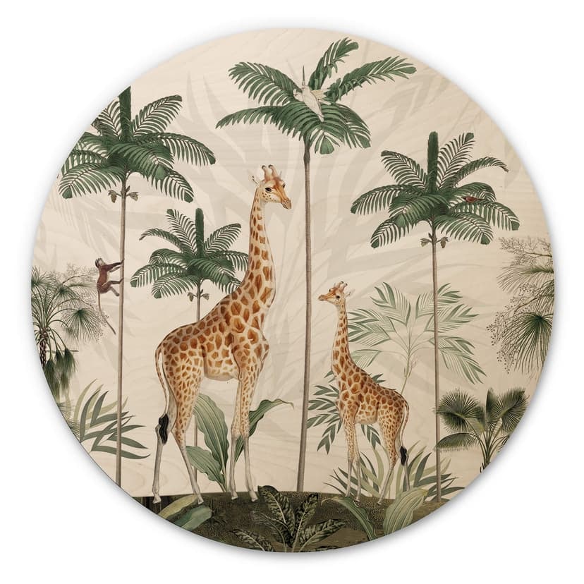 Trätavla Kikki Belle - Girafferna - Rund