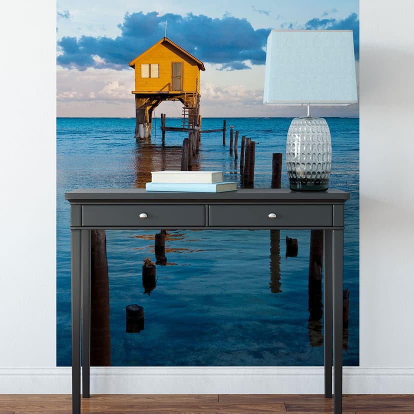 Fototapet för hus vid havet - 144x260 cm