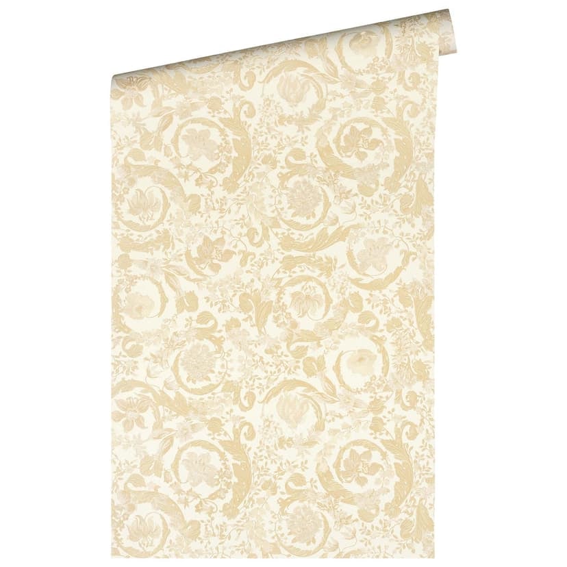 Versace Home non-woven tapet blommig blommig lyxig designer tapet beige grädde