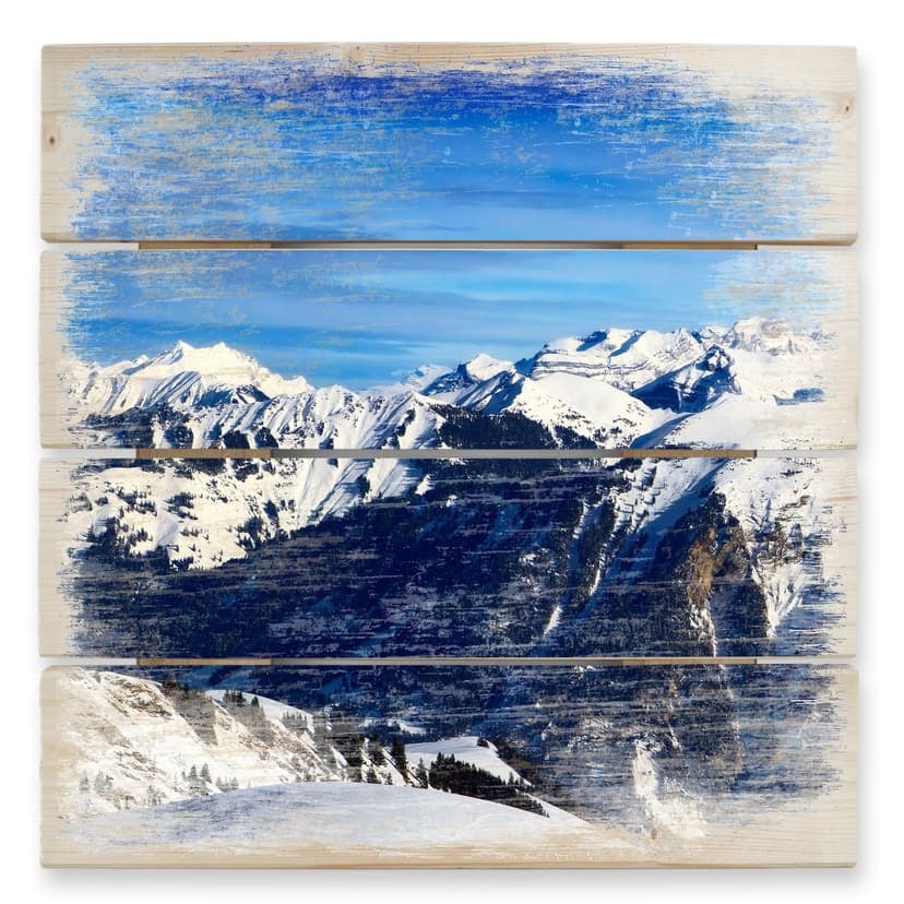 Trätavla Alpin panorama - 40x41,5 cm