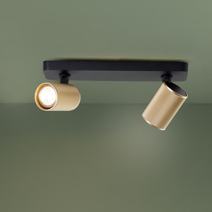 Spotbalken Leonardo 2 Gold, 105W, 12,1 x 31 cm, Metall Spotleuchte