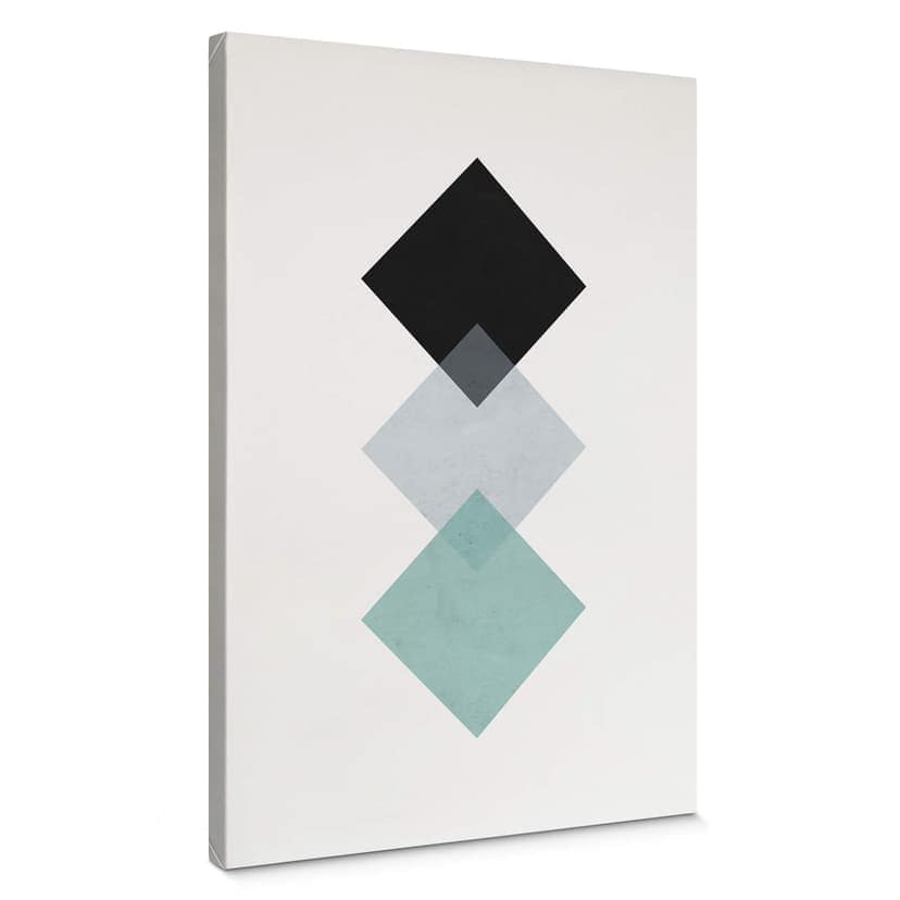 Canvastavla Nouveauprints - Kvadrater aqua