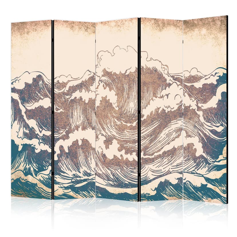 Paravent, Raumteiler freistehend, Trennwand - Turbulent Ocean , 5-teilig
