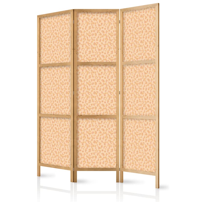 Japanischer Paravent Raumteiler - Tiny Dots - Optimistic Pattern in Peach Colors., 3-teilig