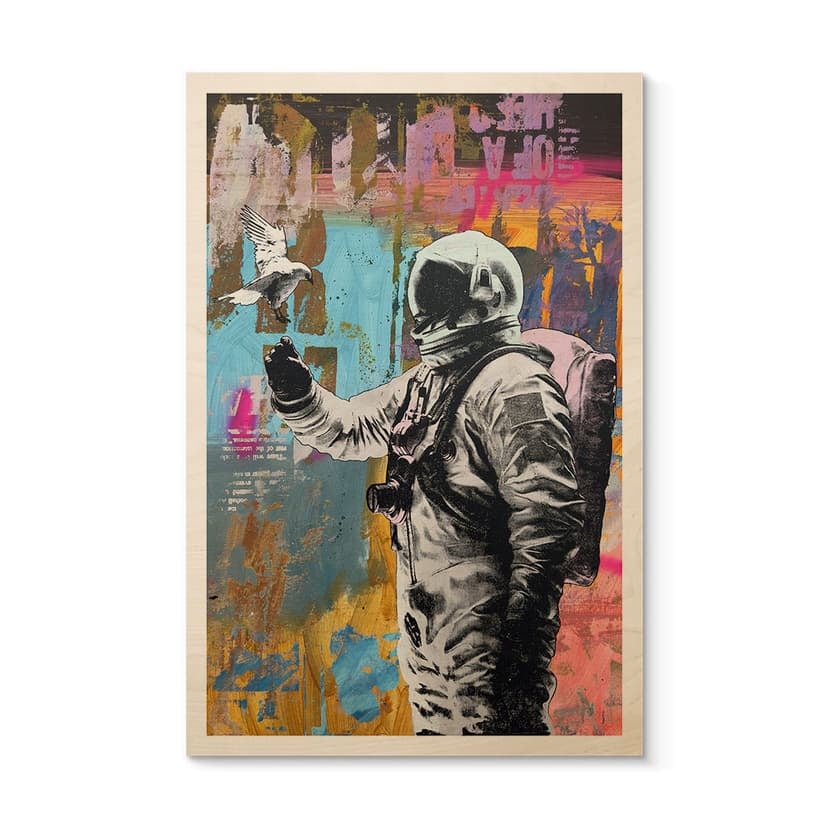 Träposter astronaut med duva - Kuryliuk