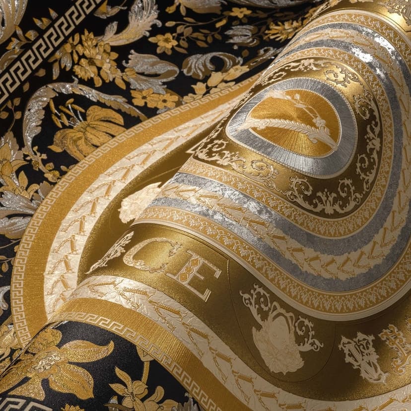Versace Home tapet guld svart klassisk lyxig designer non-woven tapet blommig