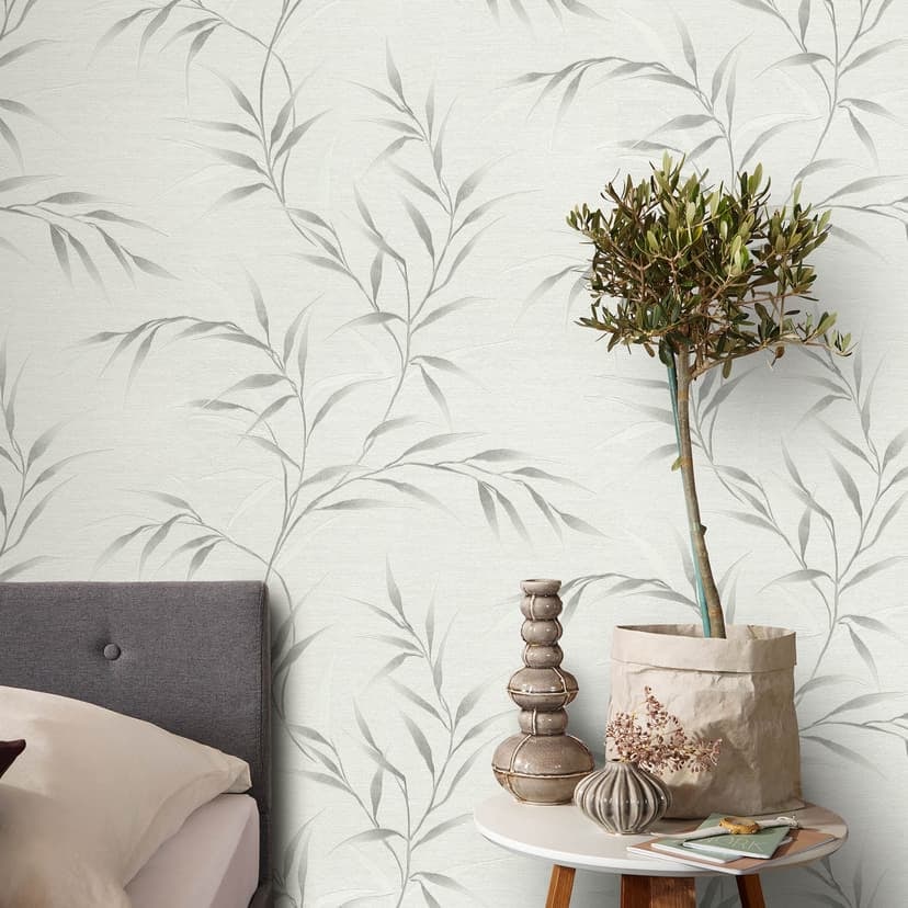 Guido Maria Kretschmer tapet med bladmotiv Yamato Fashion for Walls 5 ljusgrå