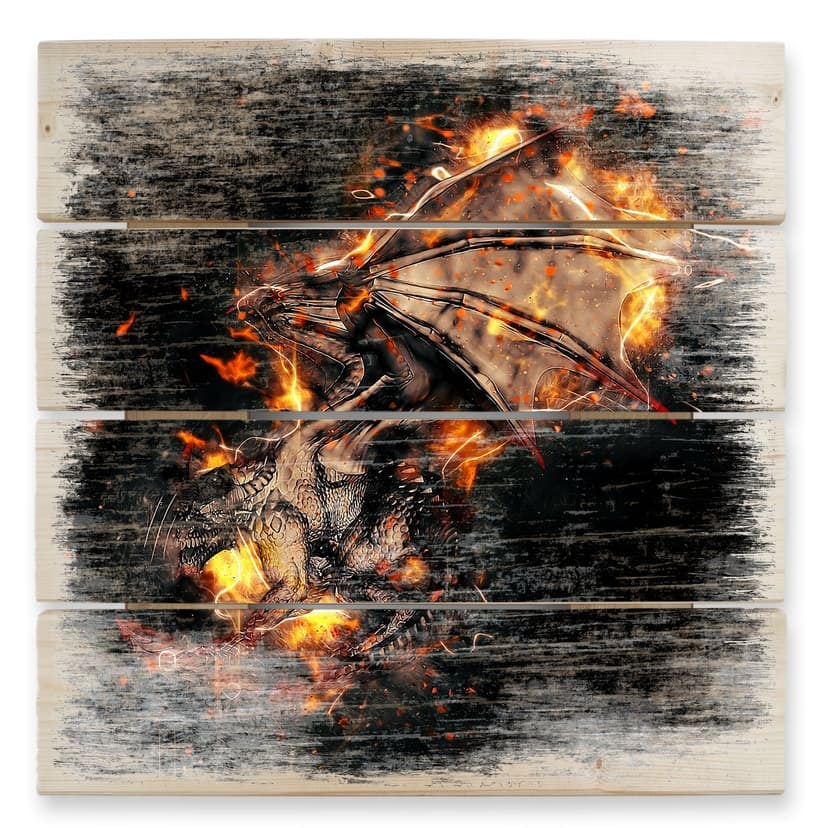 Trätavla Fireflight - 40x41,5 cm
