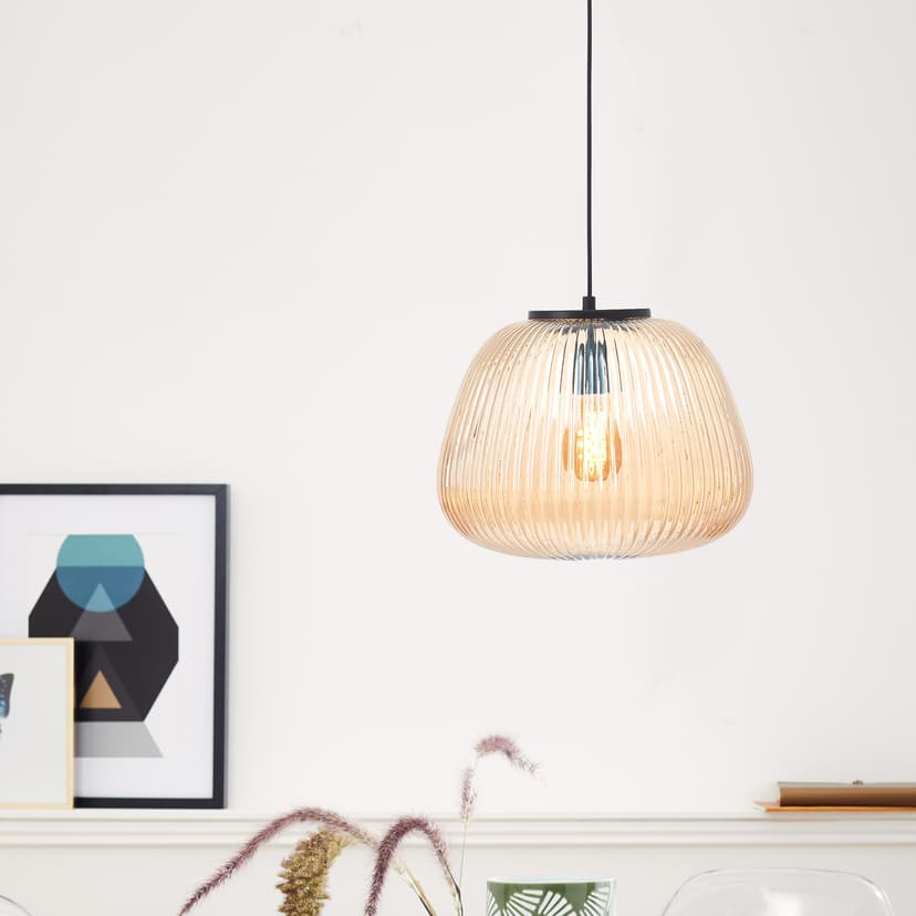 Pendelleuchte Junis 4 Braun, 40W, 184 x 35 cm, Glas Pendelleuchte