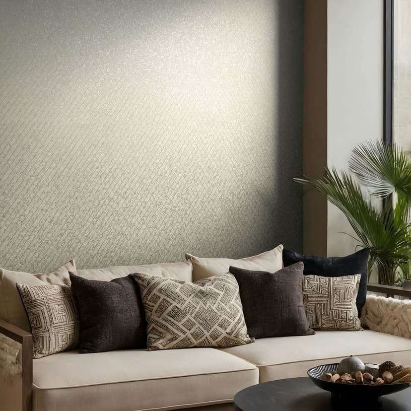 Non-woven tapet i beige diamantmönster grafiskt geometriskt