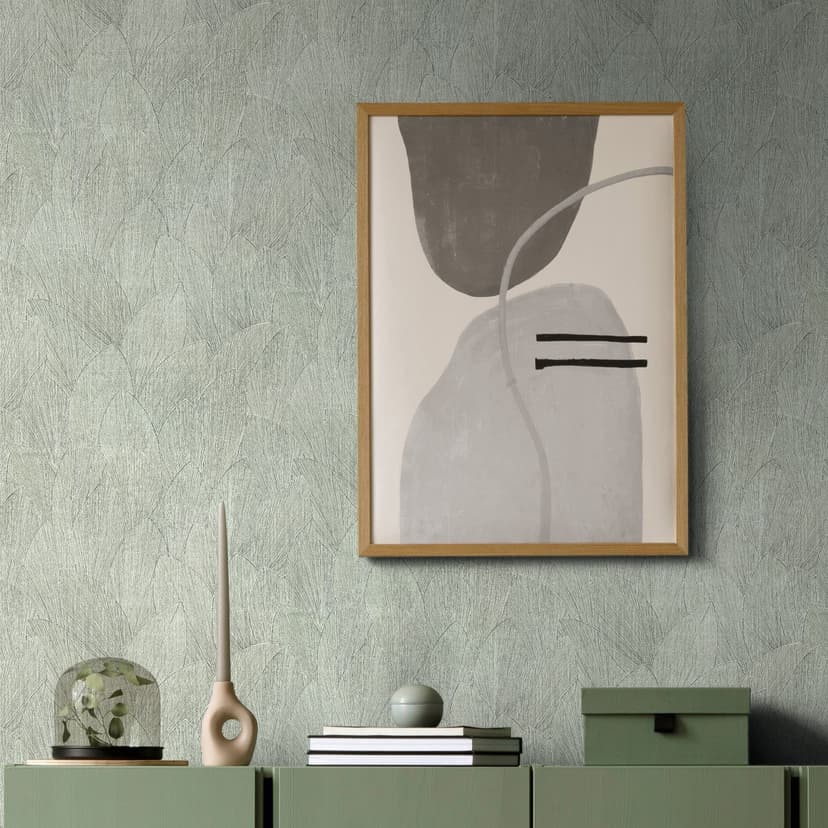 Non-woven tapet med texturerat bladmotiv grön blommig