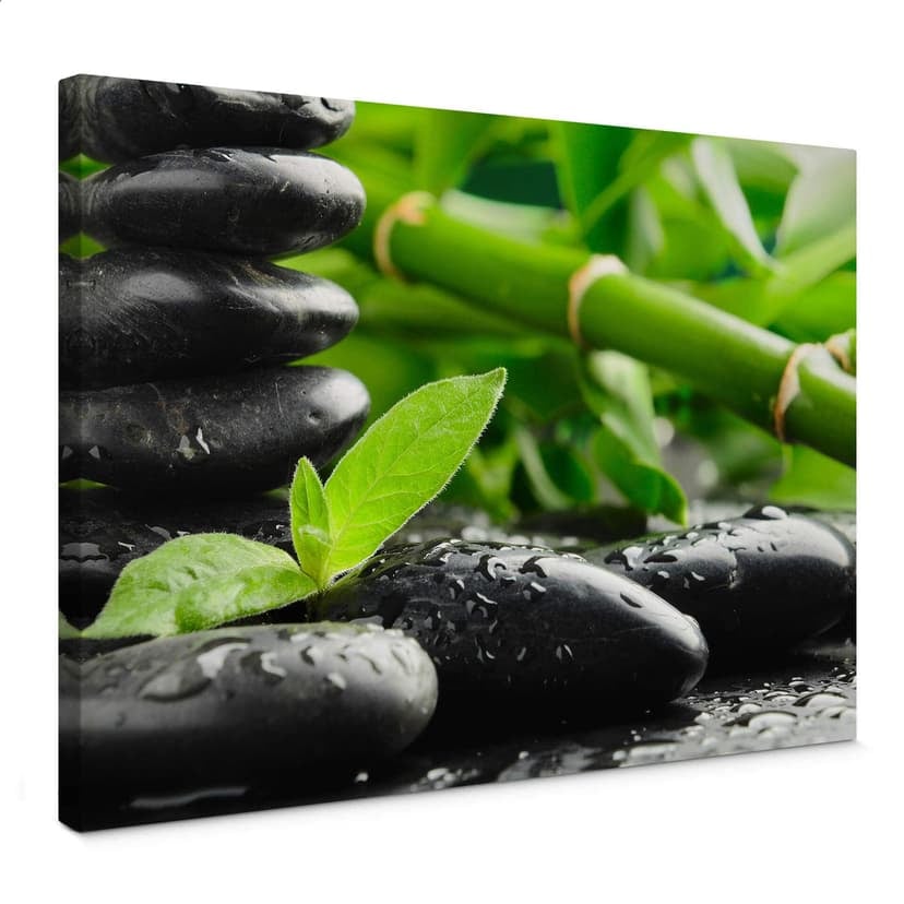 Svart Zen Stones Canvastavla