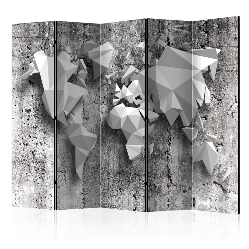 Paravent Raumteiler -  Weltkarte: Origami , 5-teilig - 225x172 cm
