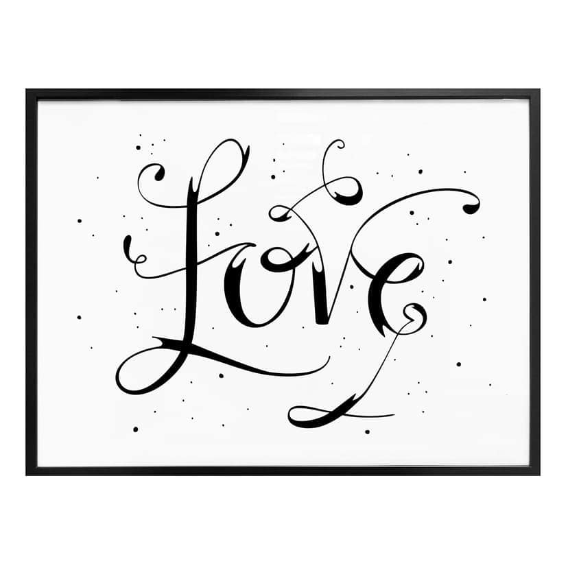 Poster Handlettering Love - vit