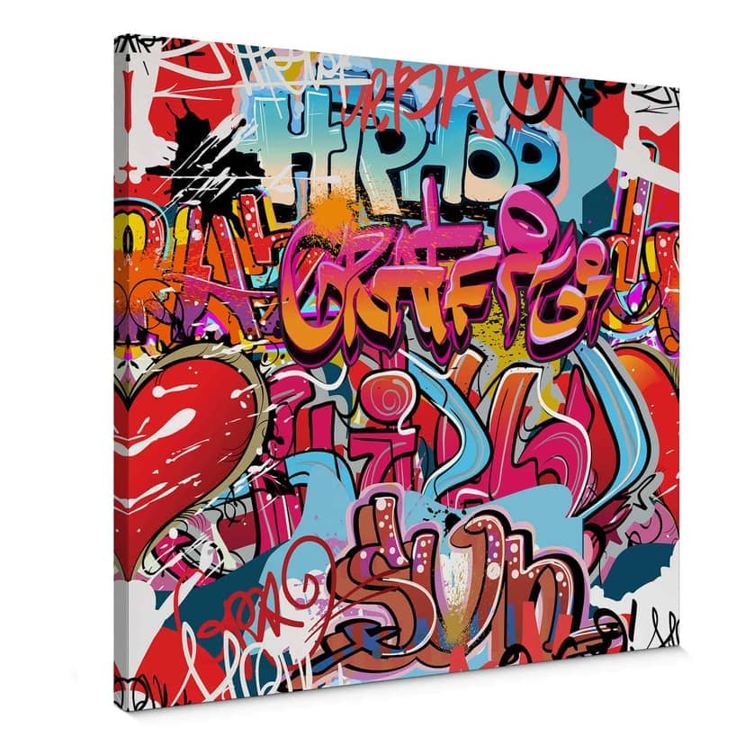 Canvastavla Graffiti Hip Hop - fyrkantig