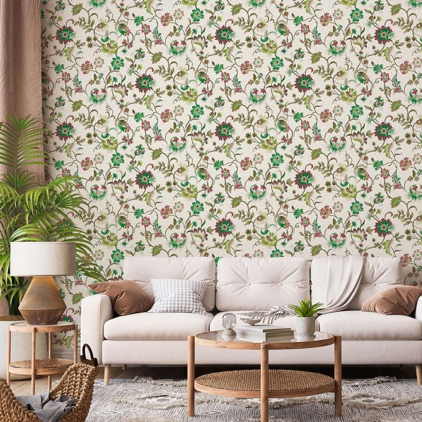 Icke-vävd tapet blommor, blad blommig natur i grått