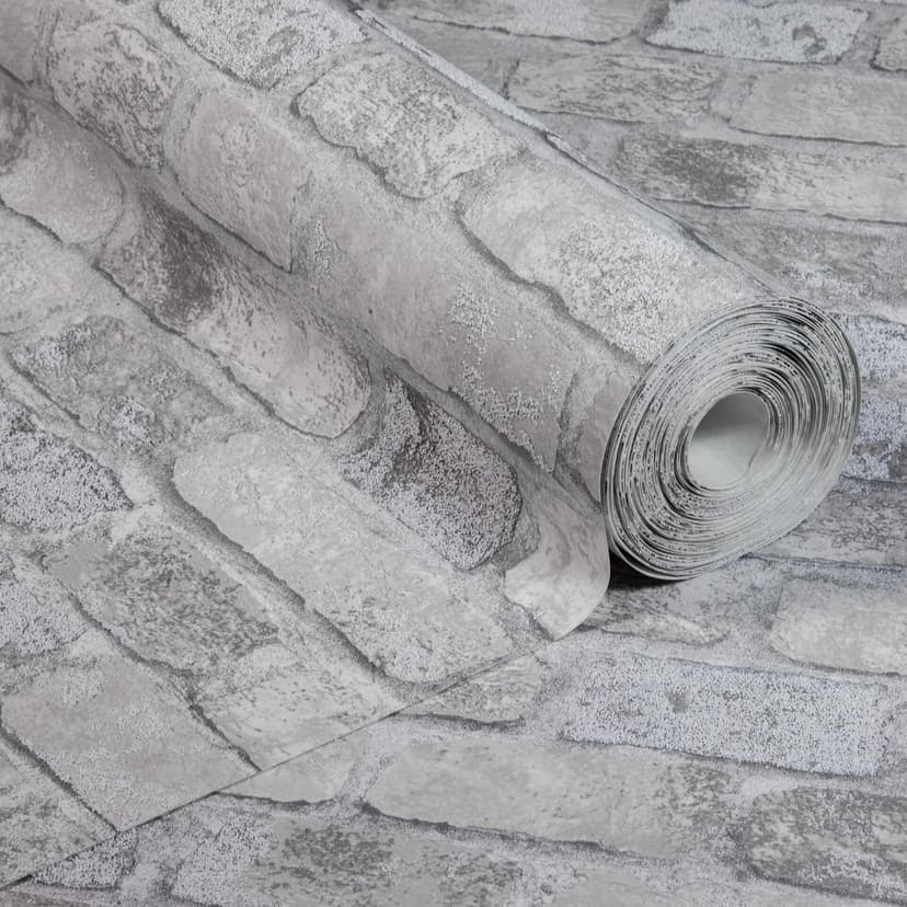 Anaglypta® Brick Princess Street non-woven tapet i vintage tegelstenslook grå, vit