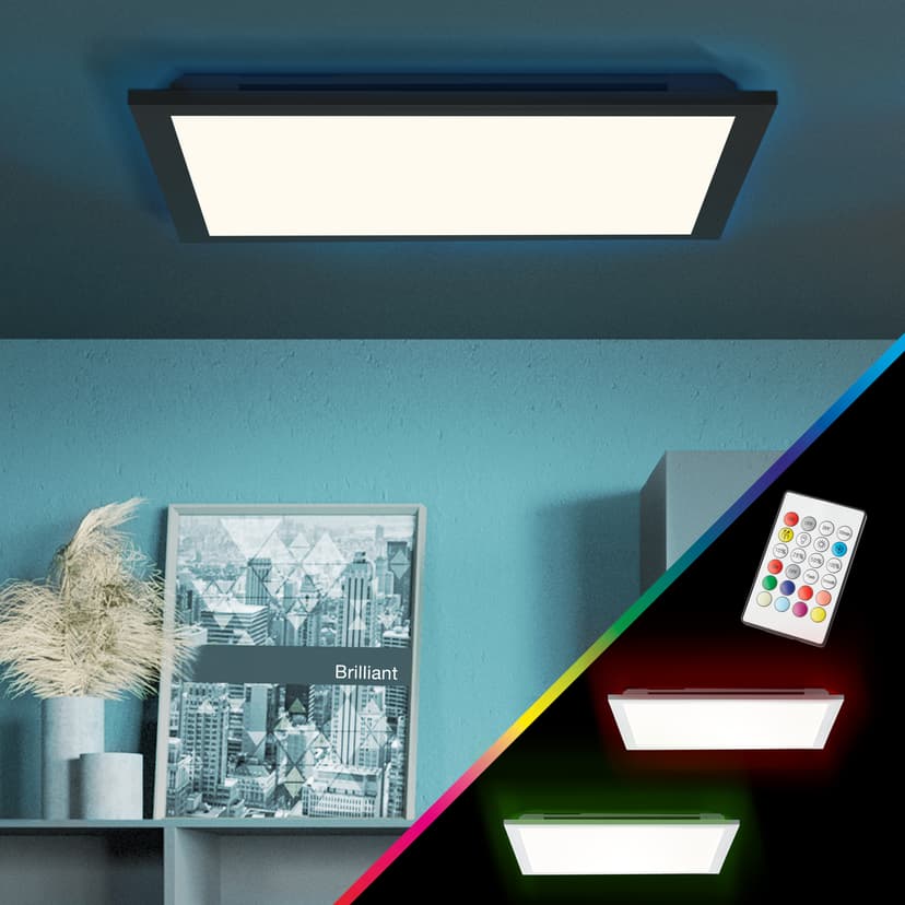 Deckenleuchte Albert 2 Schwarz, 24W, 5,3 x 39,6 cm, Kunststoff Led panel