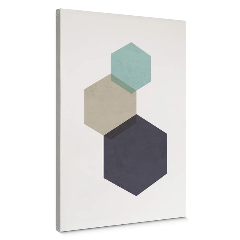 Canvastavla Nouveauprints - Hexagoner aqua