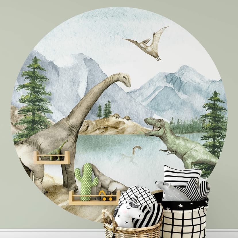 Kikki Belle - Dino-världen - Rund Fototapet - non-woven tapet/självhäftande non-woven tapet