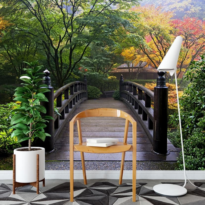 Fototapet Bridge in the green - 384x260 cm