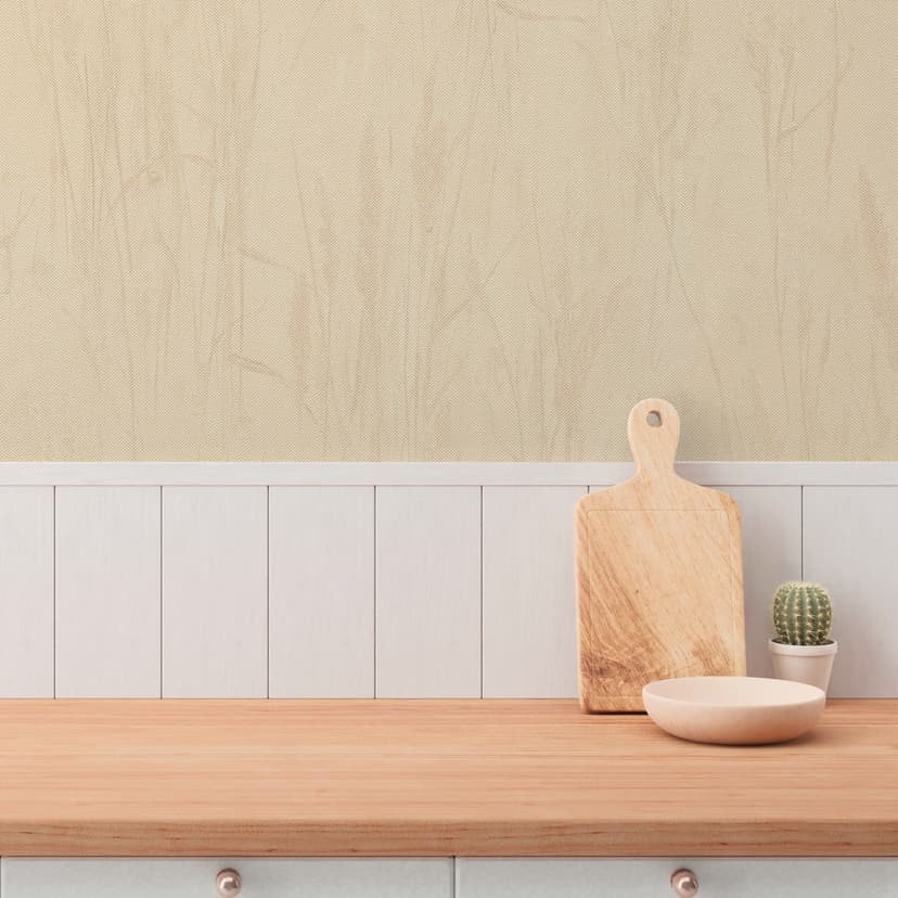 Grästapet beige-gul - Varm naturtapet med ett soligt gräsmotiv