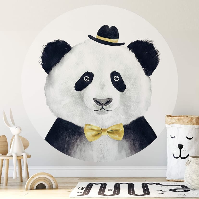 Fototapet Cuddly Gentleman - Rund - non-woven tapet/självhäftande non-woven tapet