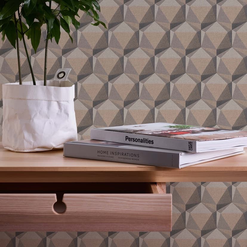 3D tapet beige grå - modern non-woven tapet geometrisk