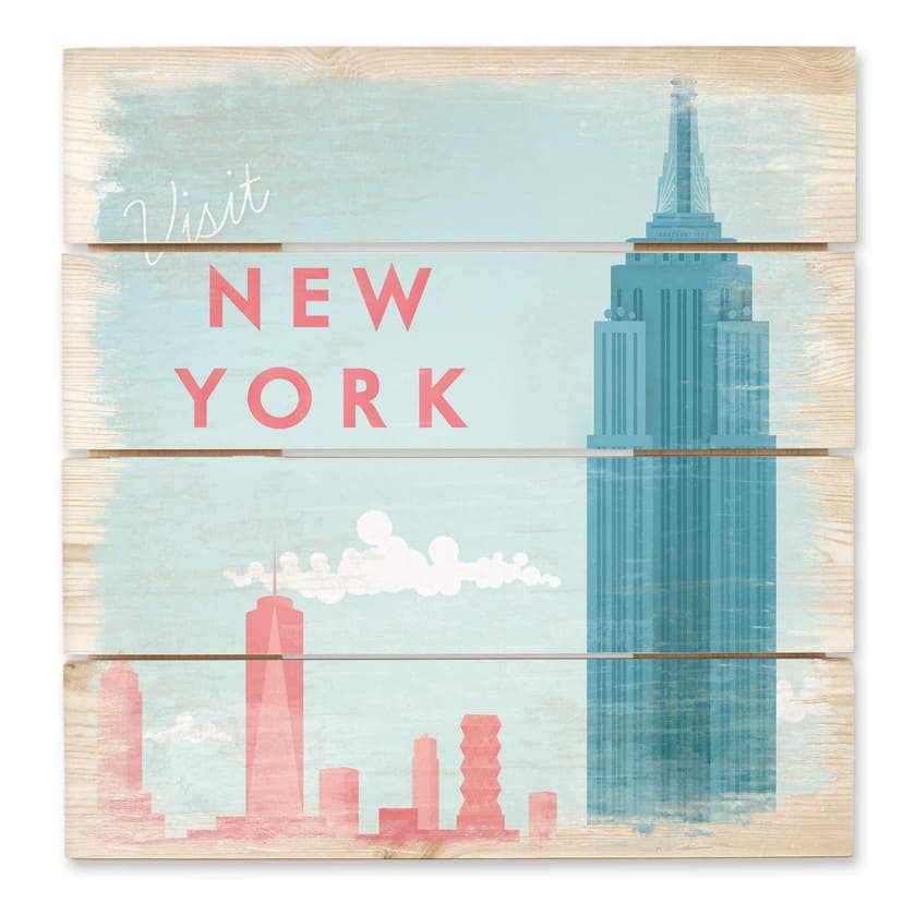 Trätavla Rivers - New York - 40x41,5 cm