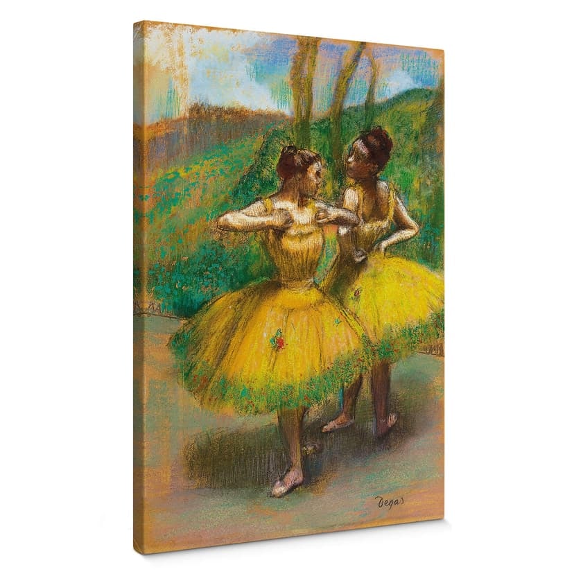 Canvastavla Degas - Två dansare i gult